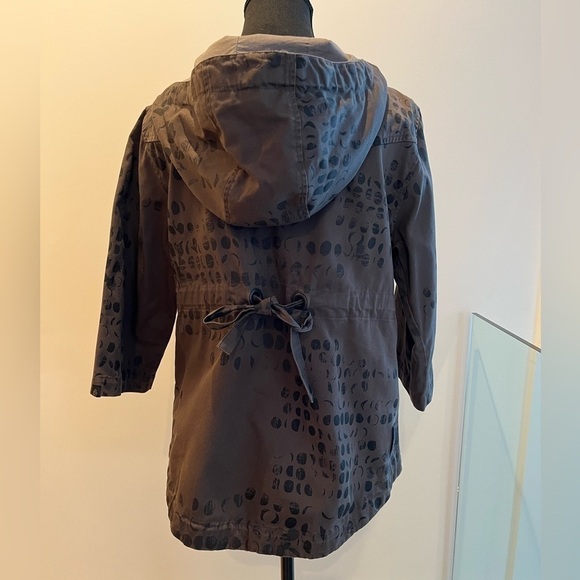 LODEN Khaki Abstract Print Hood Zip Front Jacket 3/4 Sleeve Artsy Layer Canada - Picture 13 of 16